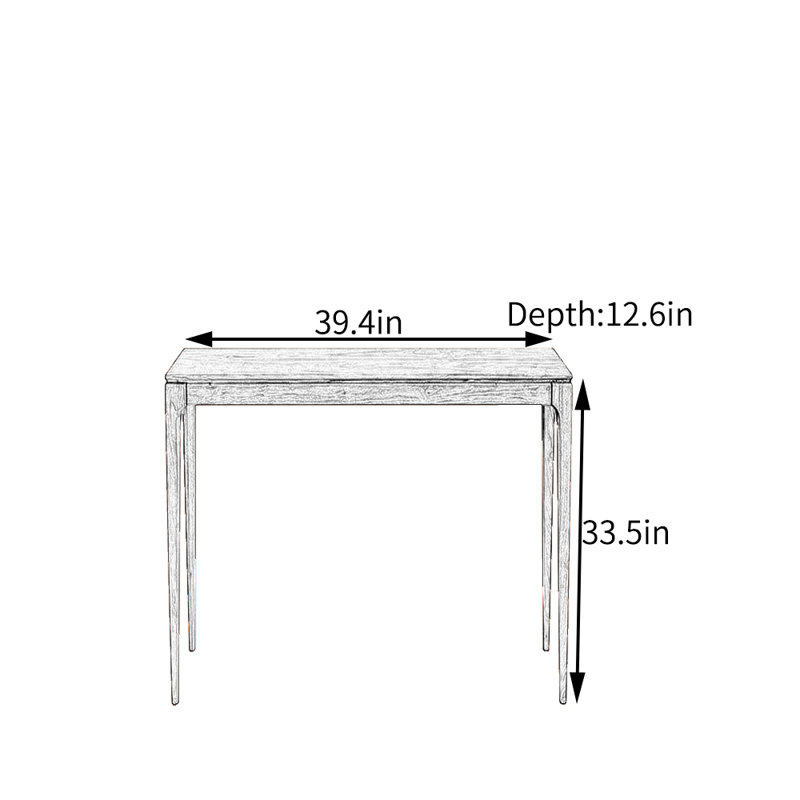 Console de hall d'entrée en noyer noir, H 33,5 po x l 39,4 po x P 12,6 po