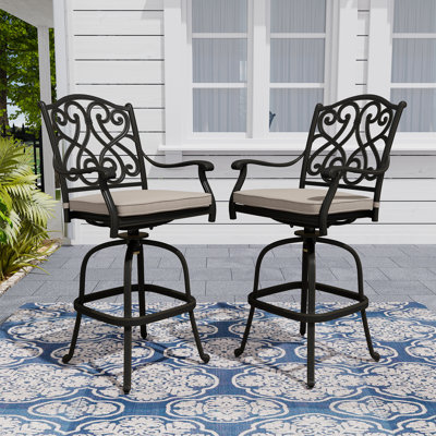 Lenora Swivel Stacking Patio Dining Armchair with Cushion (Set of 2) by Darby Home Co