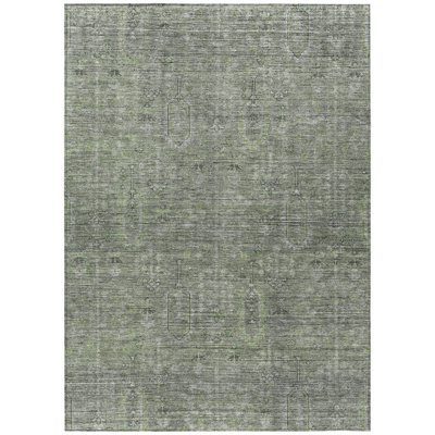 3' X 5' Fern Green And Gray Southwestern Washable Indoor Outdoor Area Rug