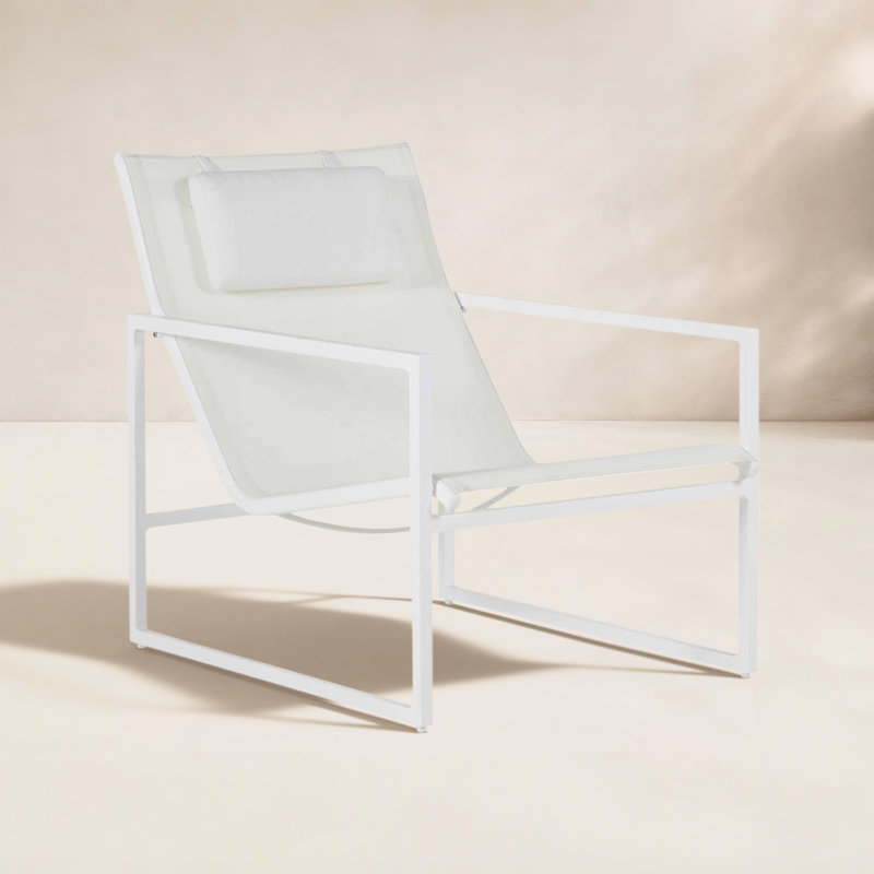 Serenata Sunbrella® Patio Lounge Chair, No Welt, Perigold Poros Rattan, Chalk/White Sling