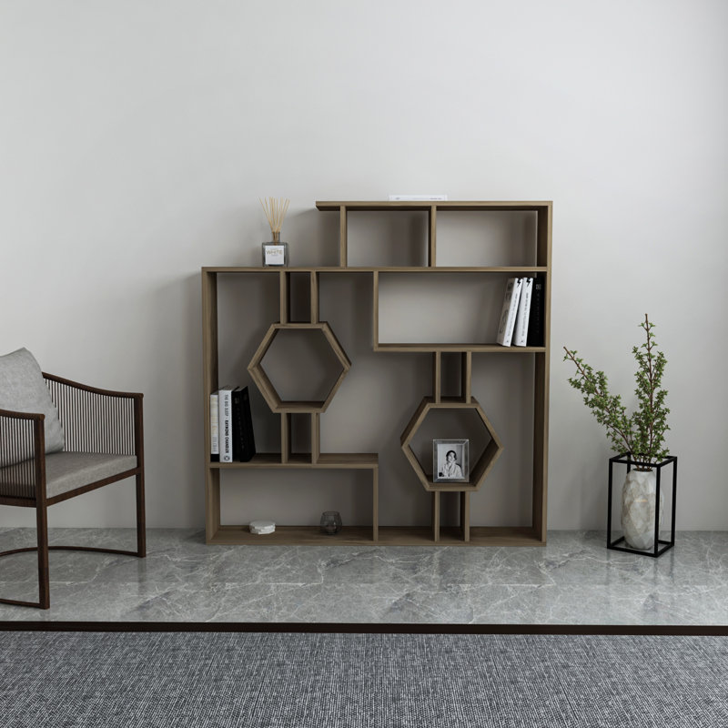 Swenson 134cm H x 134cm W Bookcase, Walnut