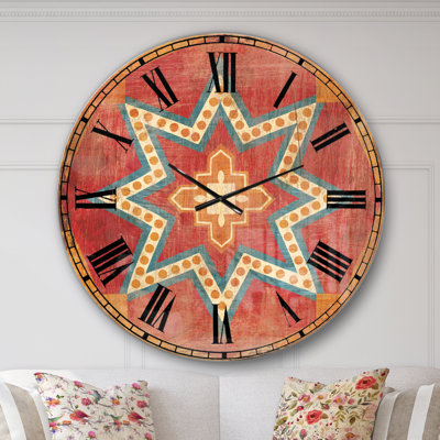 Moroccan Orange Tiles Collage I - Bohemian wall clock