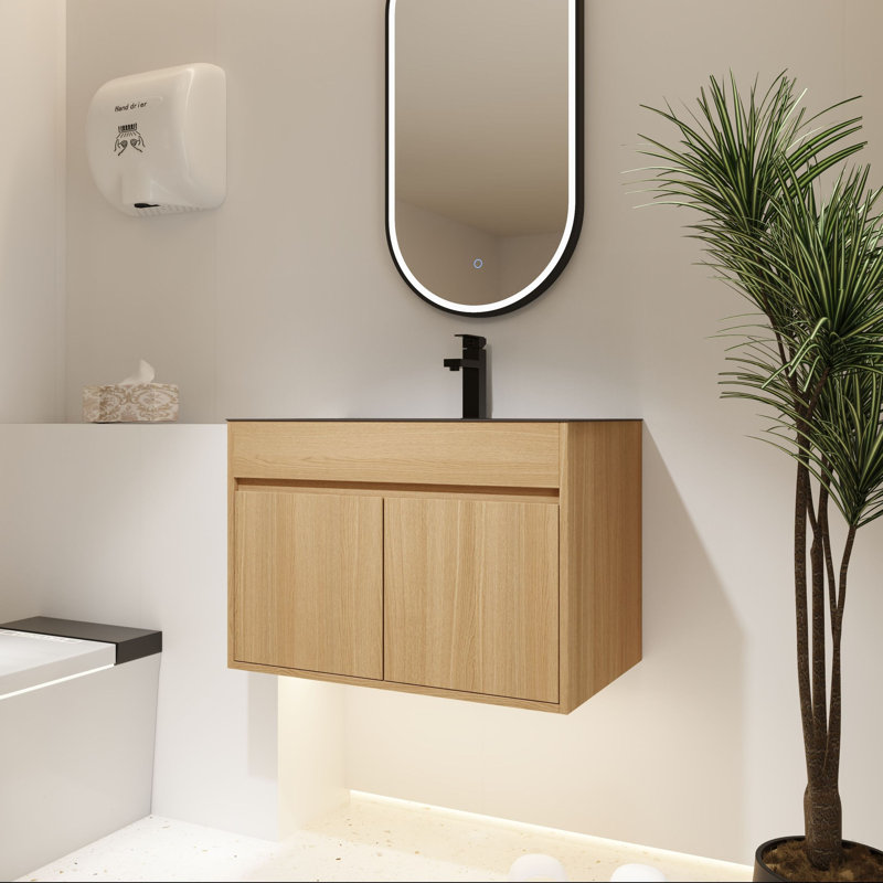 Meuble-lavabo mural 28 po avec lavabo en acier inoxydable