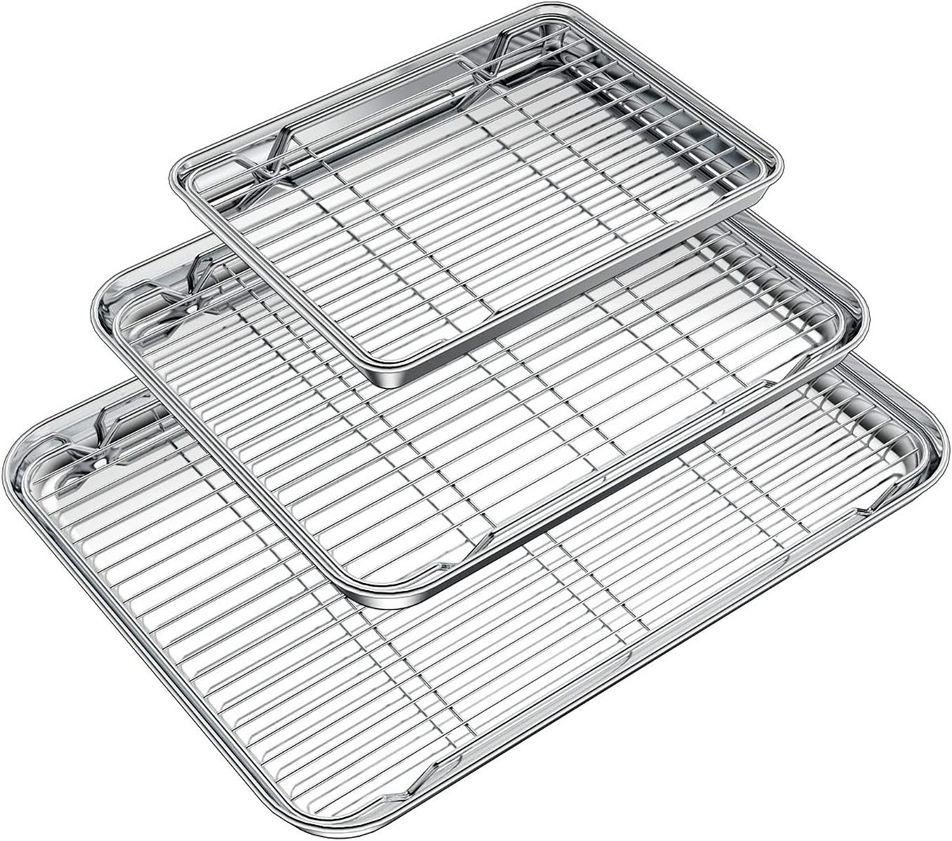 DULWOK Stainless steel baking tray set with rack (3 baking trays + 3 racks) Wayfair