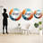 Teal Orange Bold Abstract Flow Collage I - Dams Decorative Wall Mirror, Modern Round Mirror, Printed Metal Art-99619783