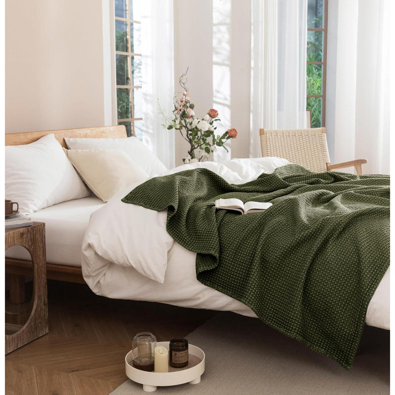 Machine Tufted Throw Blanket, Olive Green
