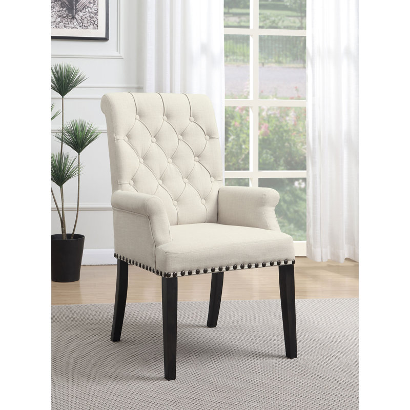 19.5'' H Tufted Upholstered Armchair, Rustic Espresso, Sand