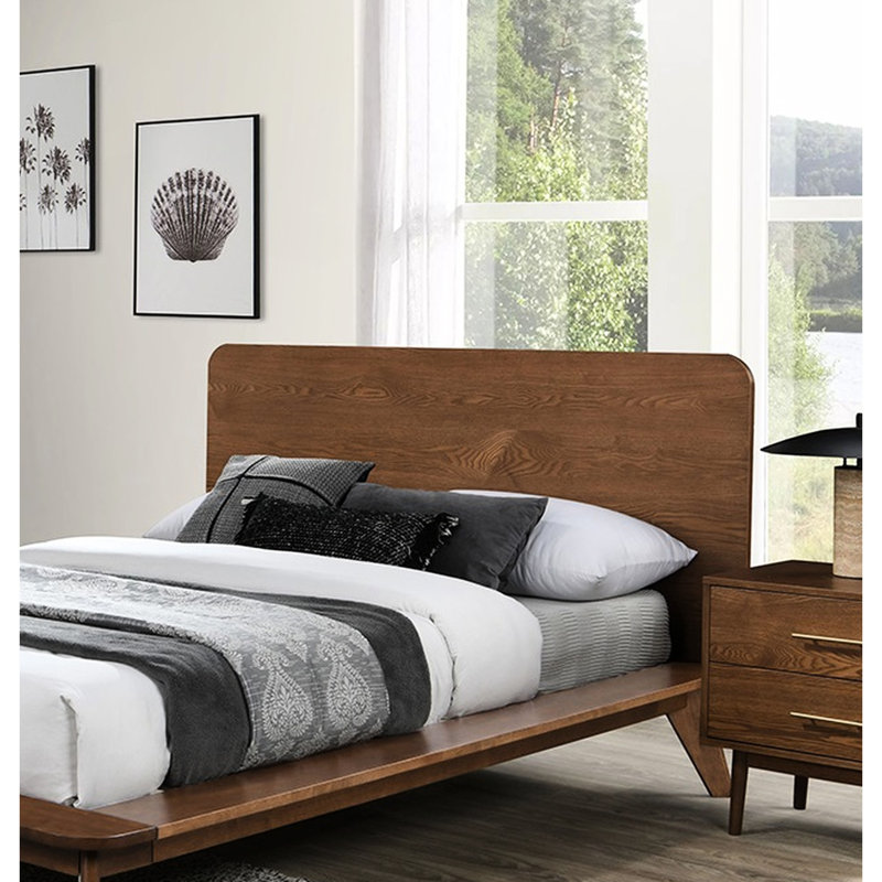 Lit en bois de noyer de style Mid-Century moderne de très grande taille Eastern
