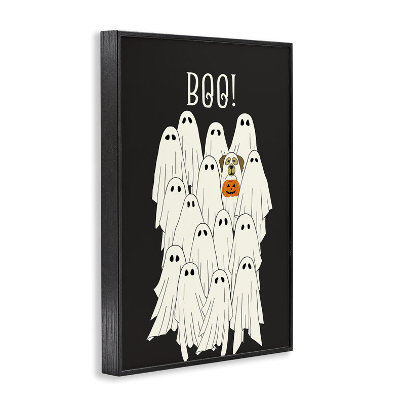 «Boo Ghost with Dog», giclée encadrée par JJ Design House LLC, H 30 po x l 20 po, Giclée encadrée noir minuit