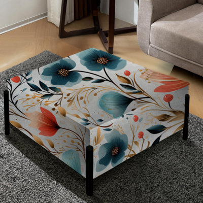 Multicolore motif floral serein côtier - grand repose-pieds carré floral