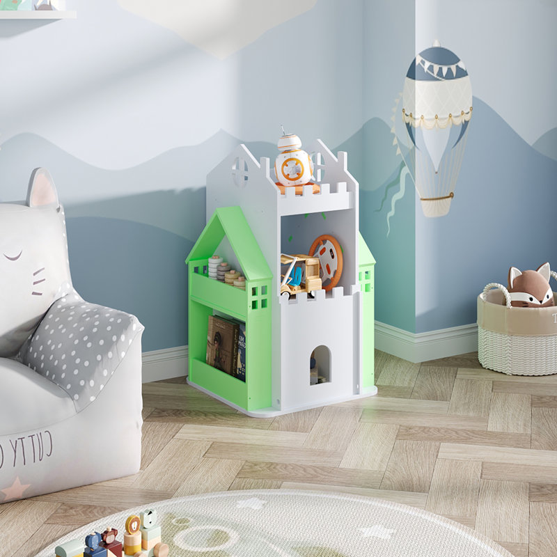75 cm H x 45 cm W Bookcase, White/Green