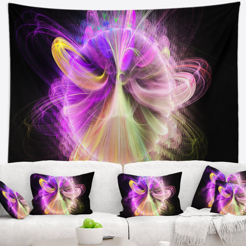 Tapisserie cercle mauve floral avec courbes étonnantes, H 50 po x l 60 po