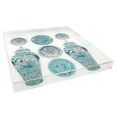 Chinoise Ceramic Acrylic Square Decorative Tray