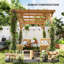 Outsunny 2 x 2 m Wooden Pergola Kit for Climbing Vines, Flowers, Dark Brown