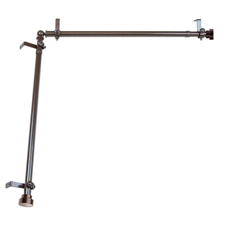 Tringle à rideaux simple réglable 28 'à 48' 0,81 ', H 2,5 po x l 168 po x P 2 po, Cacao