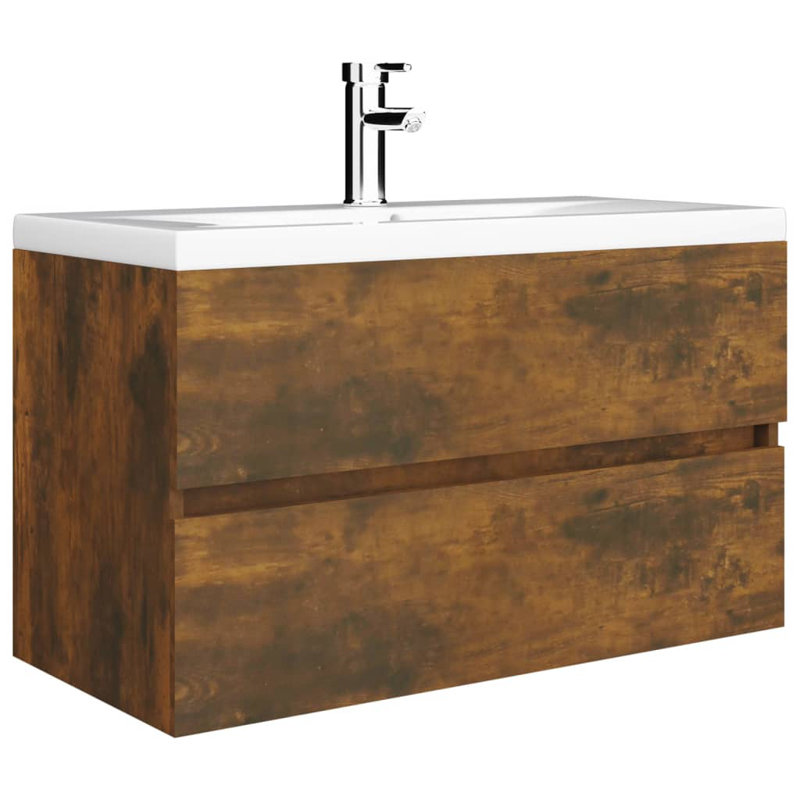 Audreigh Single Bathroom Vanity Base Only, Smoked Oak
