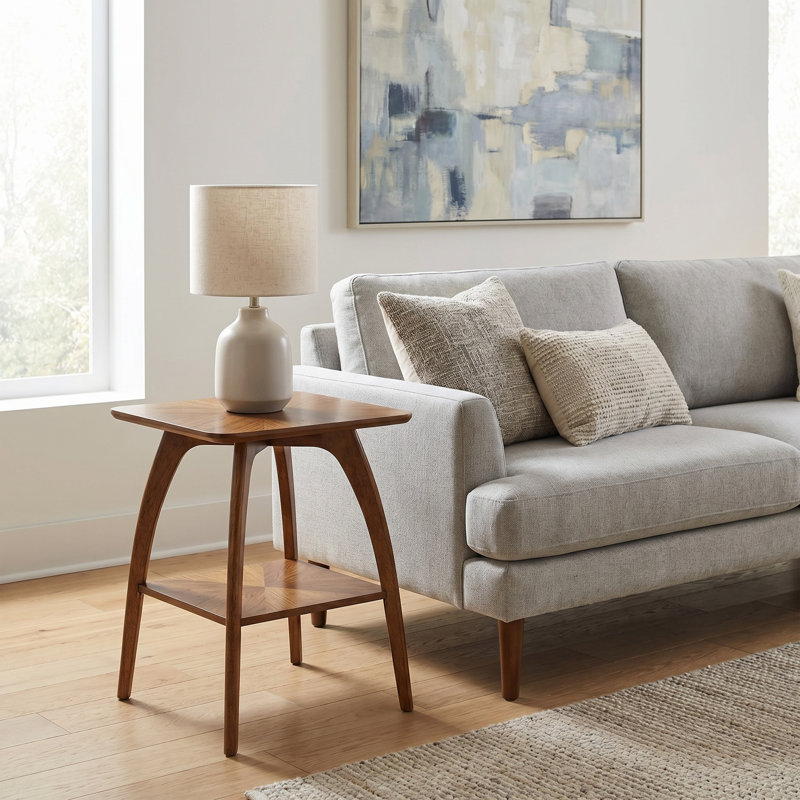 Table de bout carrée en bois avec rangement Atreu, Cannelle