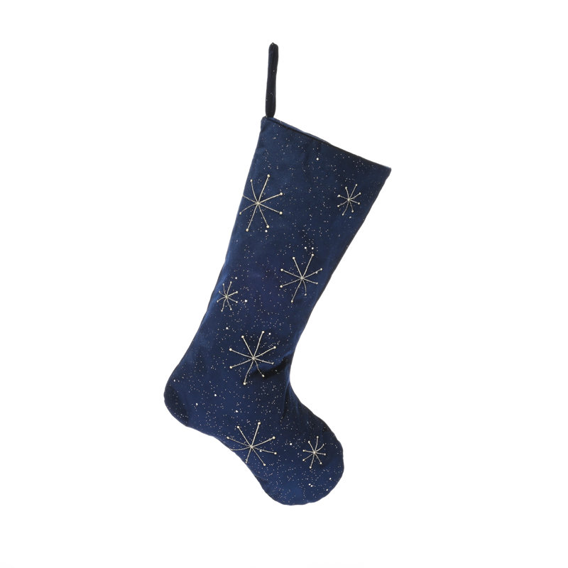 54cm navy fabric stocking with gold starburst