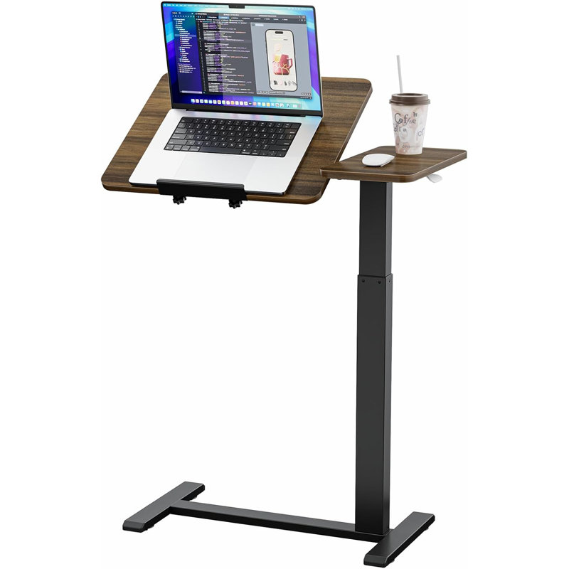Bedside Table With Wheels Pneumatic Moveable Bed Desk Tilt-Top Laptop Desk Moveable Rolling Computer Table For Home Office Hospital Use