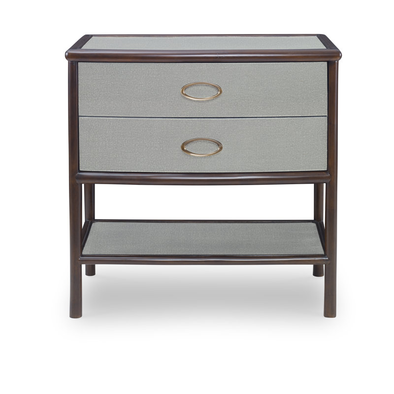 Caribe 2 - Drawer Solid Wood Nightstand, Dove Gray