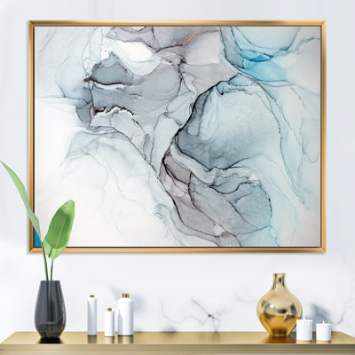 Luxry Blue And Grey Marble Art Ripples IV - Modern Canvas Wall Art