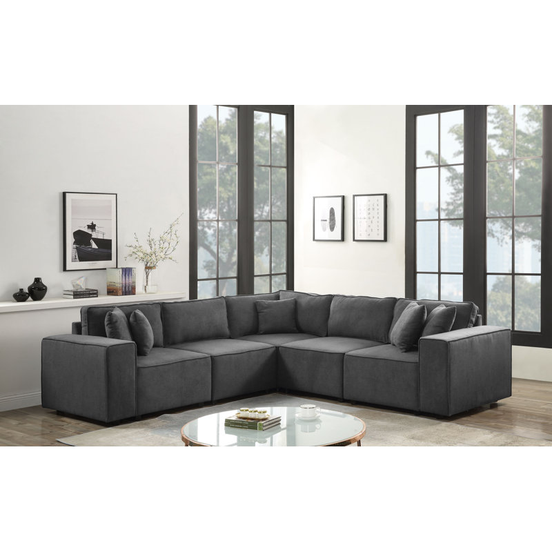 Upholstered L-Shaped Sectional Reversible