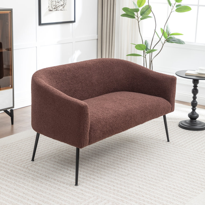 Upholstered Faux Fur Loveseat, Brown, Black