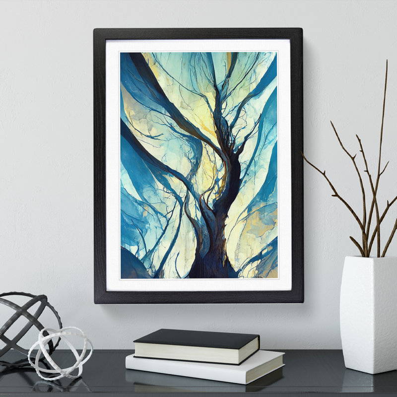 Branches Of A Tree No.6 - Painting, 66cm H x 48cm W x 2cm D, Black Framed, White