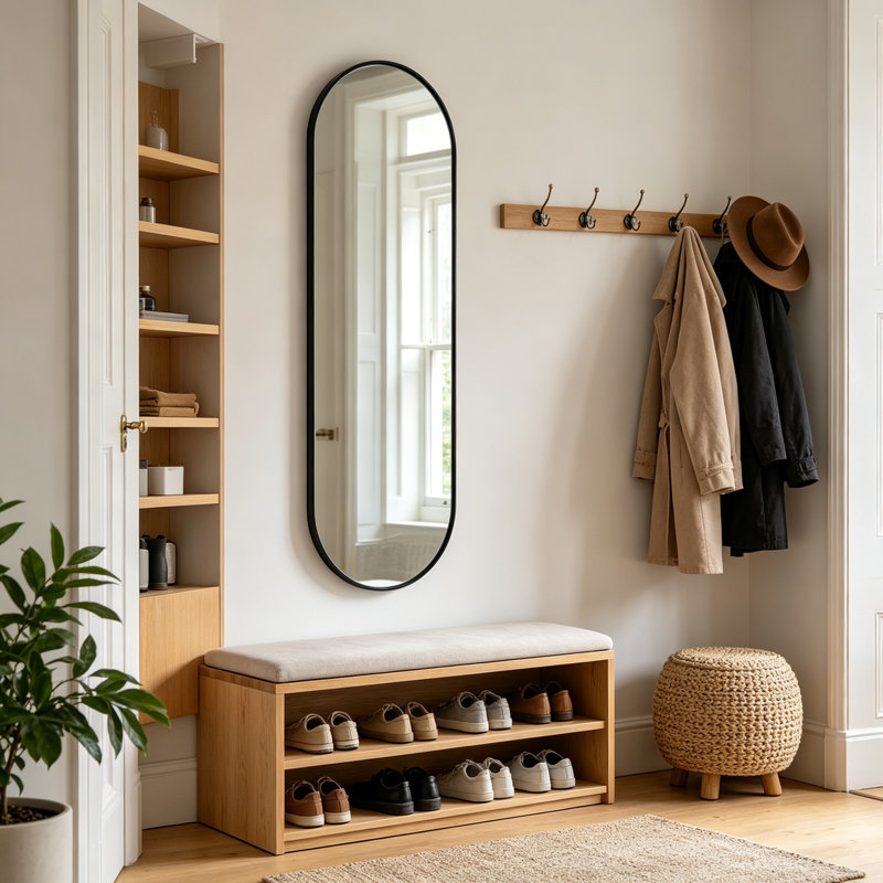 Miroir mural ovale pleine longueur, H 55 po x l 18 po