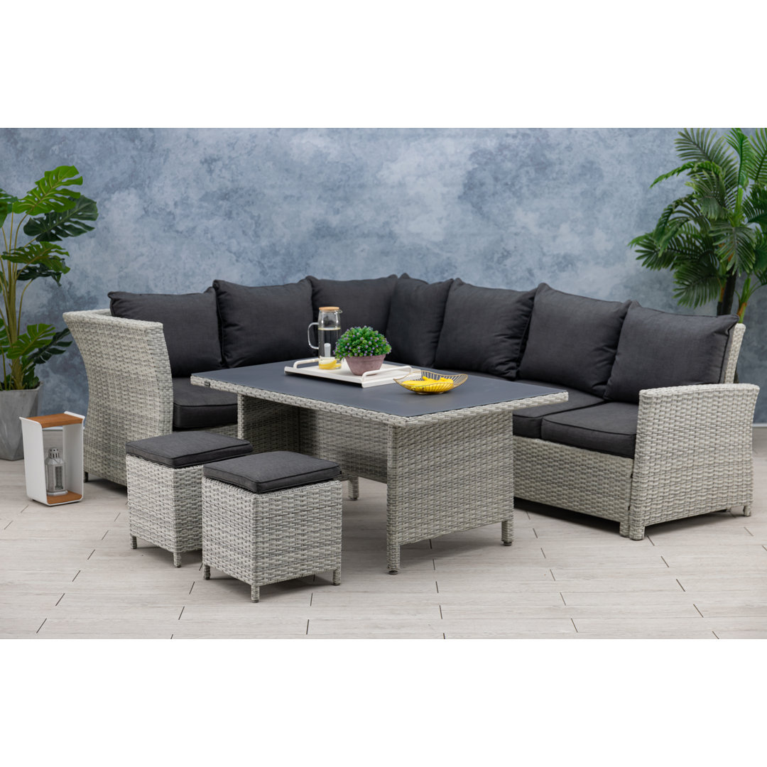 8-Sitzer Lounge-Set Sedley aus Rattan mit Polster