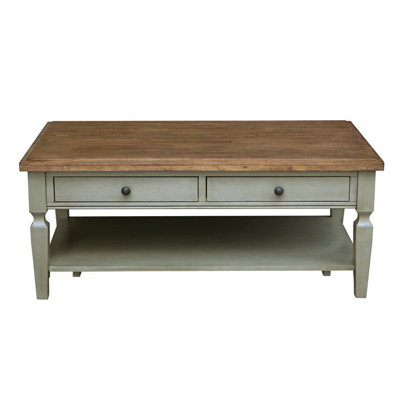 Briseno Solid Wood Single Coffee Table, Hickory/Stone