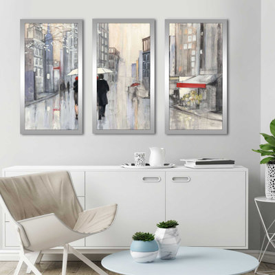 "Spring Rain New York Crop" par Julia Purinton, impression sur acrylique 3 pièces