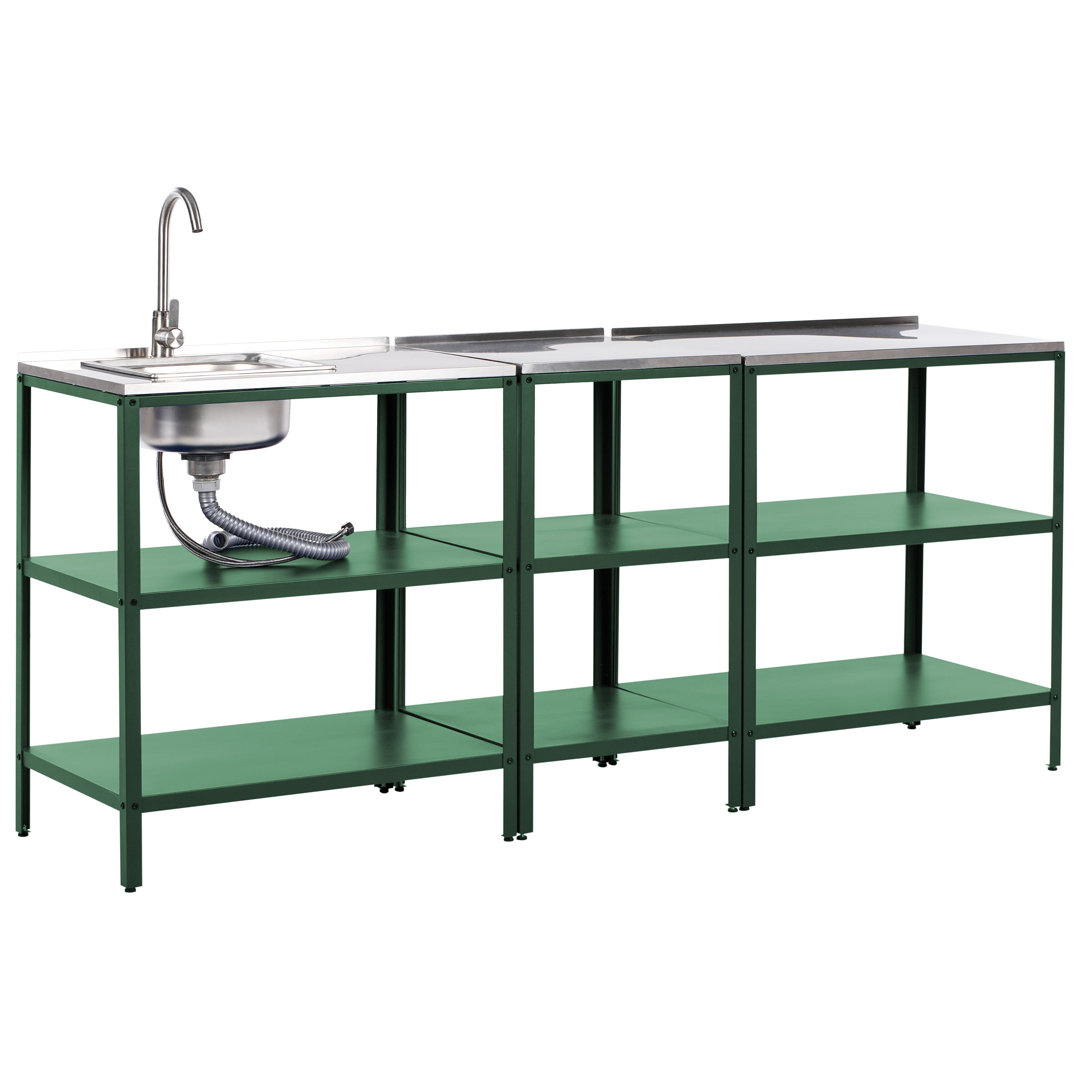3 Piece Outdoor Kitchen Set with Sink VILAMA Metal Green