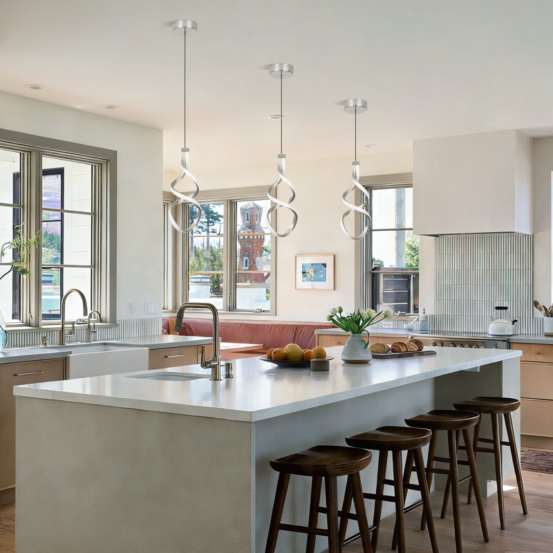  1-Light Led Pendant Light with Remote Control, Brushed Nickel