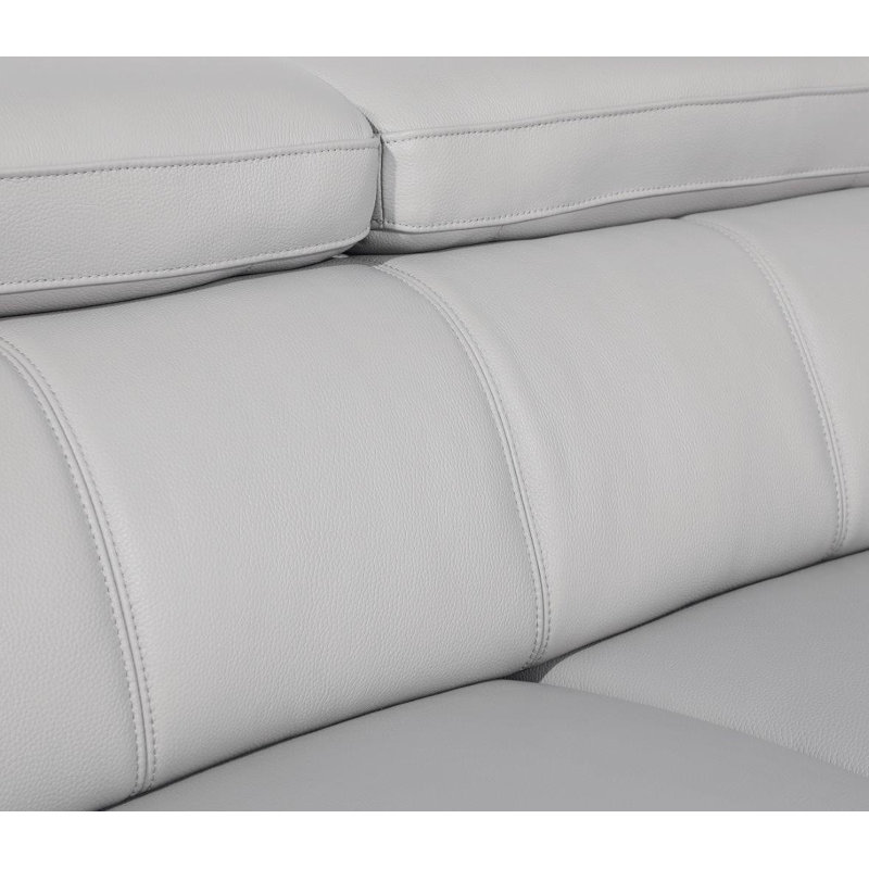 Aiela Top Grain Italian Leather Sofa, Light Gray Genuine Leather, 31" H x 92" W x 43" D
