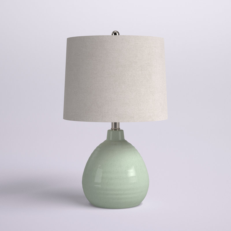 Lampe de table en céramique 21 po Alverez, Vert lime