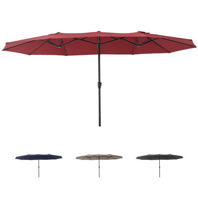Très grand parasol de patio 15 pi x 9 pi avec auvent résistant aux rayons UV, sans base