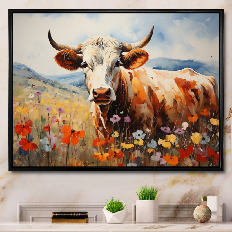 «Cow Natures Symphony II», reproduction sur toile, H 30 po x l 40 po x P 1,5 po, Cadre flottant noir