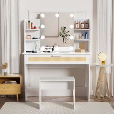 Ensemble de coiffeuse avec tabouret et tiroirs