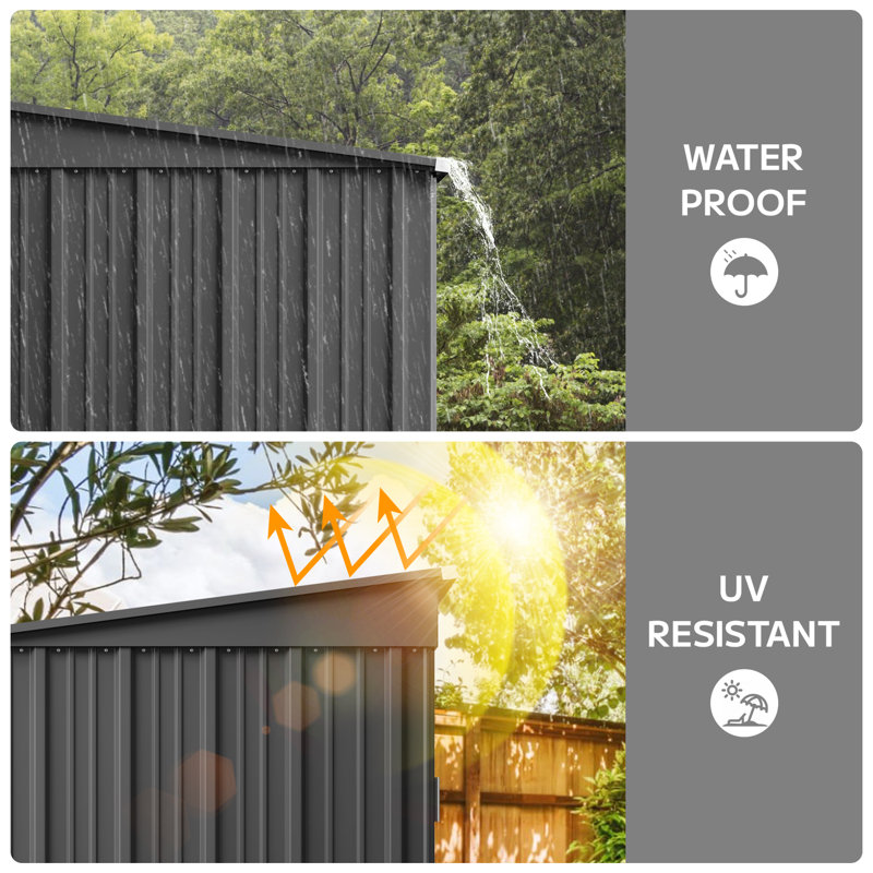 6 ft. W x 4 ft. D Galvanizaed Steel Horizontal Storage Shed, Grey