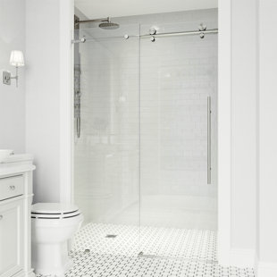Elan E-Class 56-60" W x 76" H Sliding Frameless Shower Door with 3/8" Clear Glass