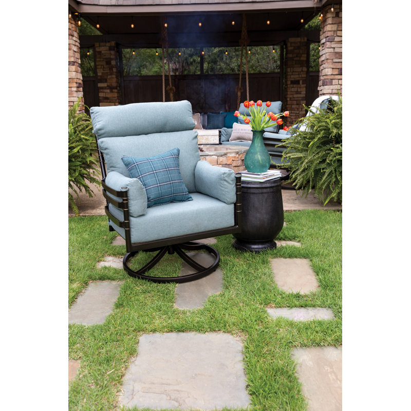 Lancaster High Back Deep Seating Swivel Chair, Spectrum Indigo Sunbrella® Plainweave