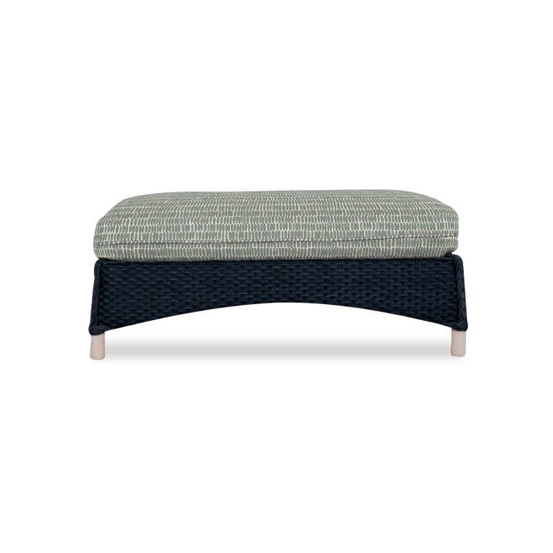 Mandalay Outdoor Ottoman, Callen Celadon, Ebony