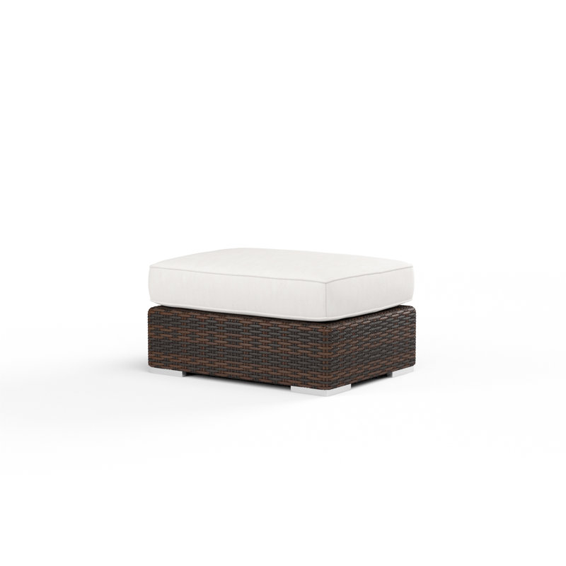 Repose-pieds d'extérieur avec coussin Bromie Naomie, Toile lin Sunbrella®