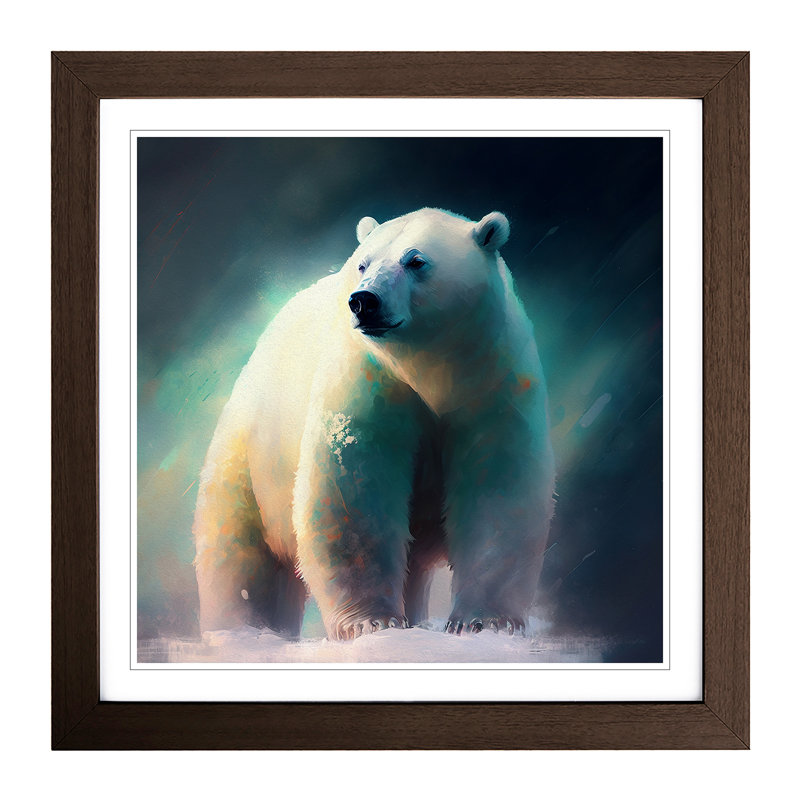 Polar Bear Gestural No.1 - Framed Print, Walnut