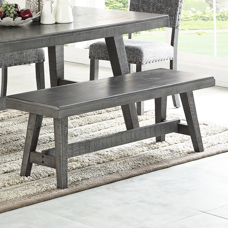 Contemporary Style 1Pc Dining Bench Grey Color Wooden Seat Dining Room Bench