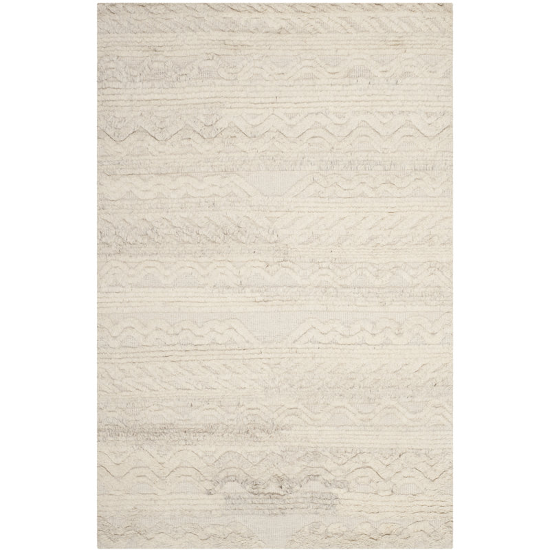 Jauregui Geometric Wool Hand Woven Area Rug, Rectangle 152 x 244 cm