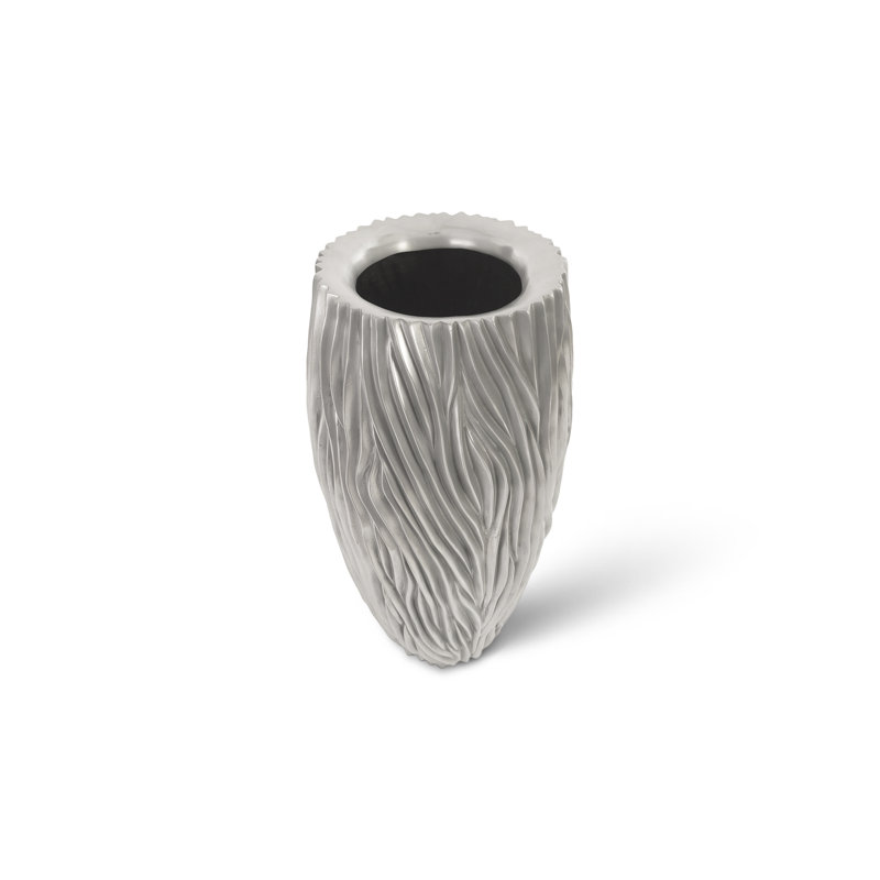 Alon Resin Pot Planter, Polished Aluminium, 39" H x 16" W x 16" D