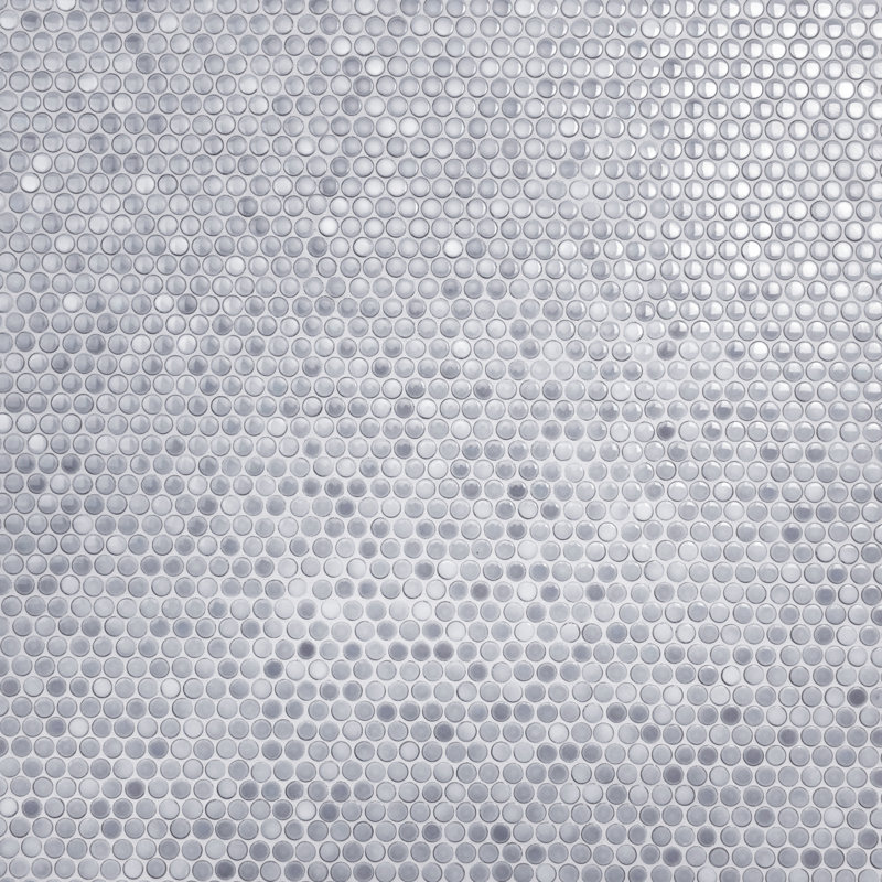Hudson Penny Round 11-7/8 " x 12-5/8 " Porcelain Mosaic Floor and Wall Tile, Gray