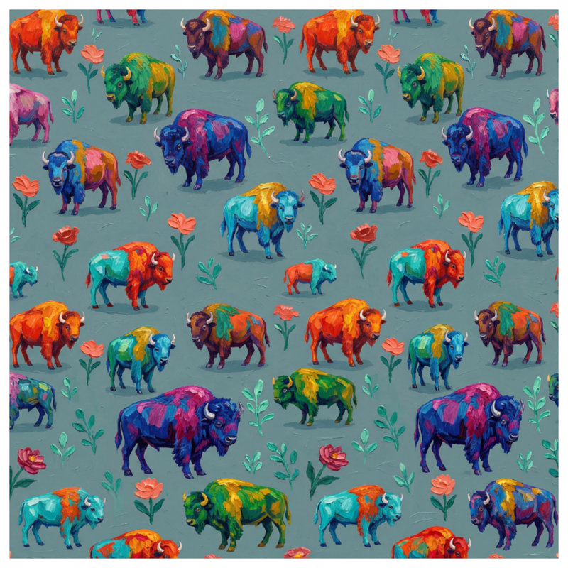 Rainbow Buffalo Pattern Quilted Bedspread All Sizes, Full / Double